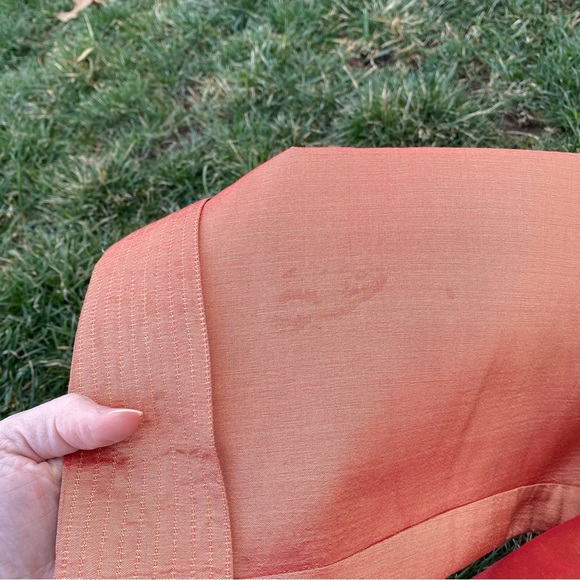 Smithsonian Institute Orange Iridescent Silk Jacket Open Front Cardigan Medium - Picture 7 of 7